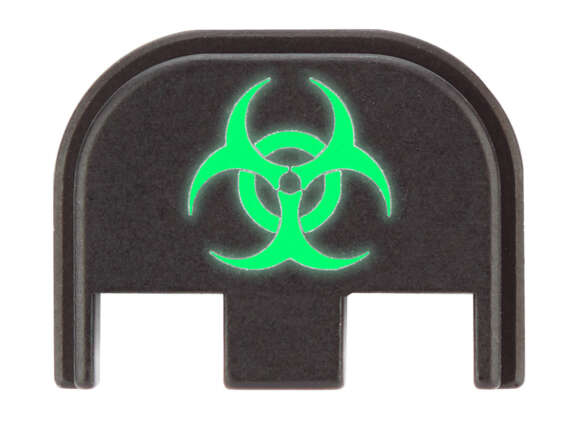 NDZ Rear slide plate para Glock Gen 5 con logo biohazard glow in the dark