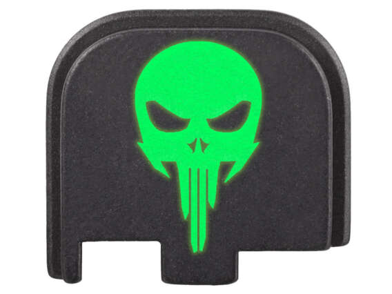 NDZ Rear slide plate para Glock Gen 43/43x/48 con logo punisher glow in the dark