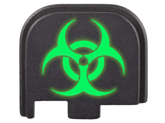 NDZ Rear slide plate para Glock Gen 43/43x/48 con logo biohazard glow in the dark